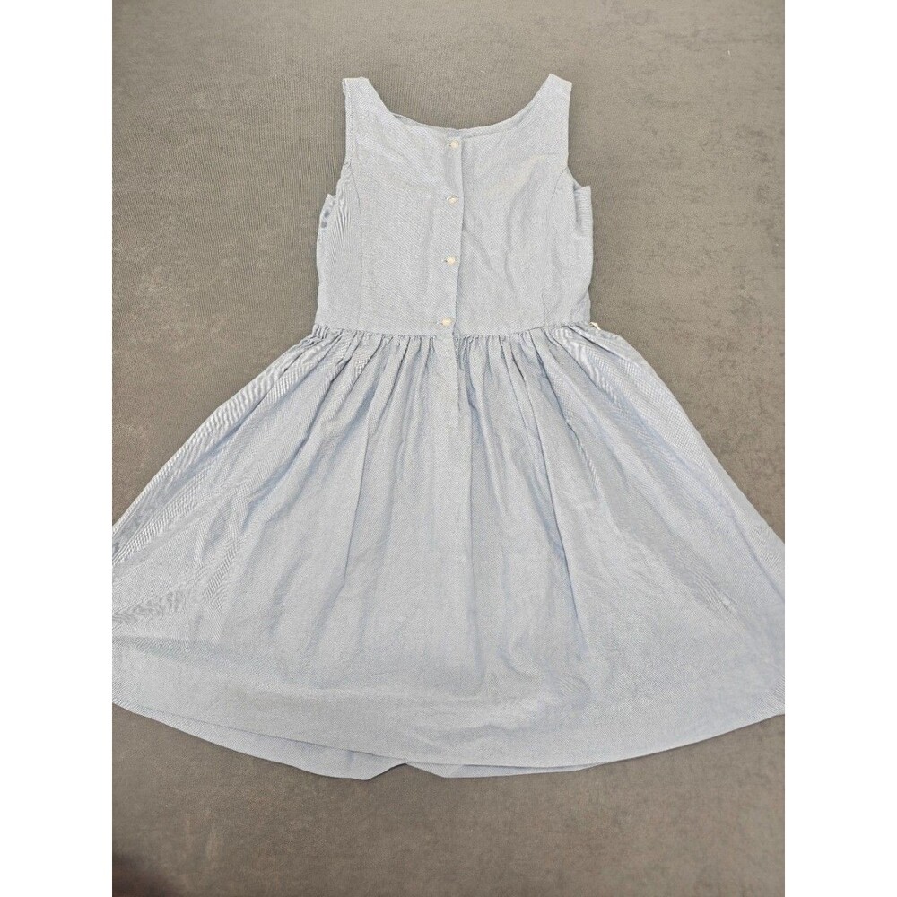 Polo Ralph Lauren Girls Dress Size 14 Blue Oxford Cotton Fit & Flare Sleeveless